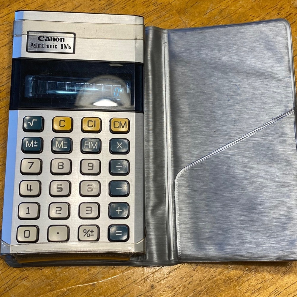 Canon Palmtronic 8Ms Calculator Silver Good‎ Vintage VFD Japan LD-8Ms